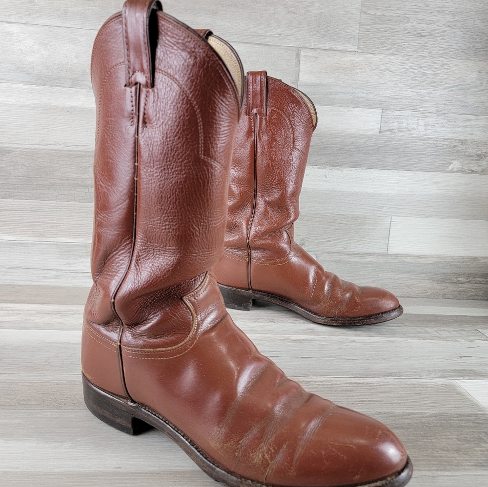 Vintage Justin Western Leather Cowboy Boots Size 10.5D USA Made - Picture 14 of 16